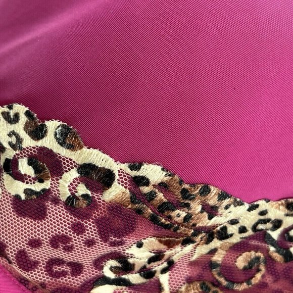 1st & Curve by Modern Movement Madison T-Shirt Bra 36H Magenta/Annimal Prt. Lace - Picture 3 of 4